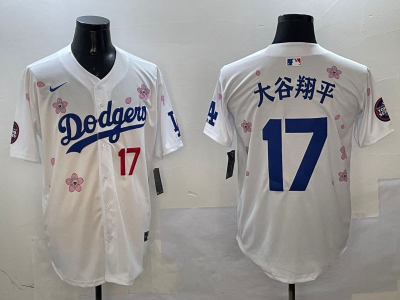 Men Los Angeles Dodgers #17 Ohtani White Sakura Edition 2025 Nike MLB Jersey style 3201->los angeles dodgers->MLB Jersey